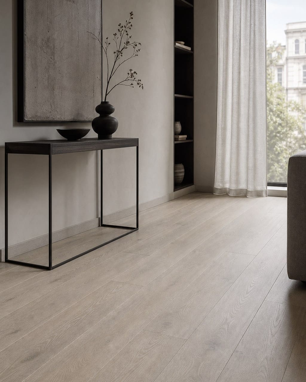 Stonegrove Hybrid 6.5mm SPC flooring in a light contemporary living space