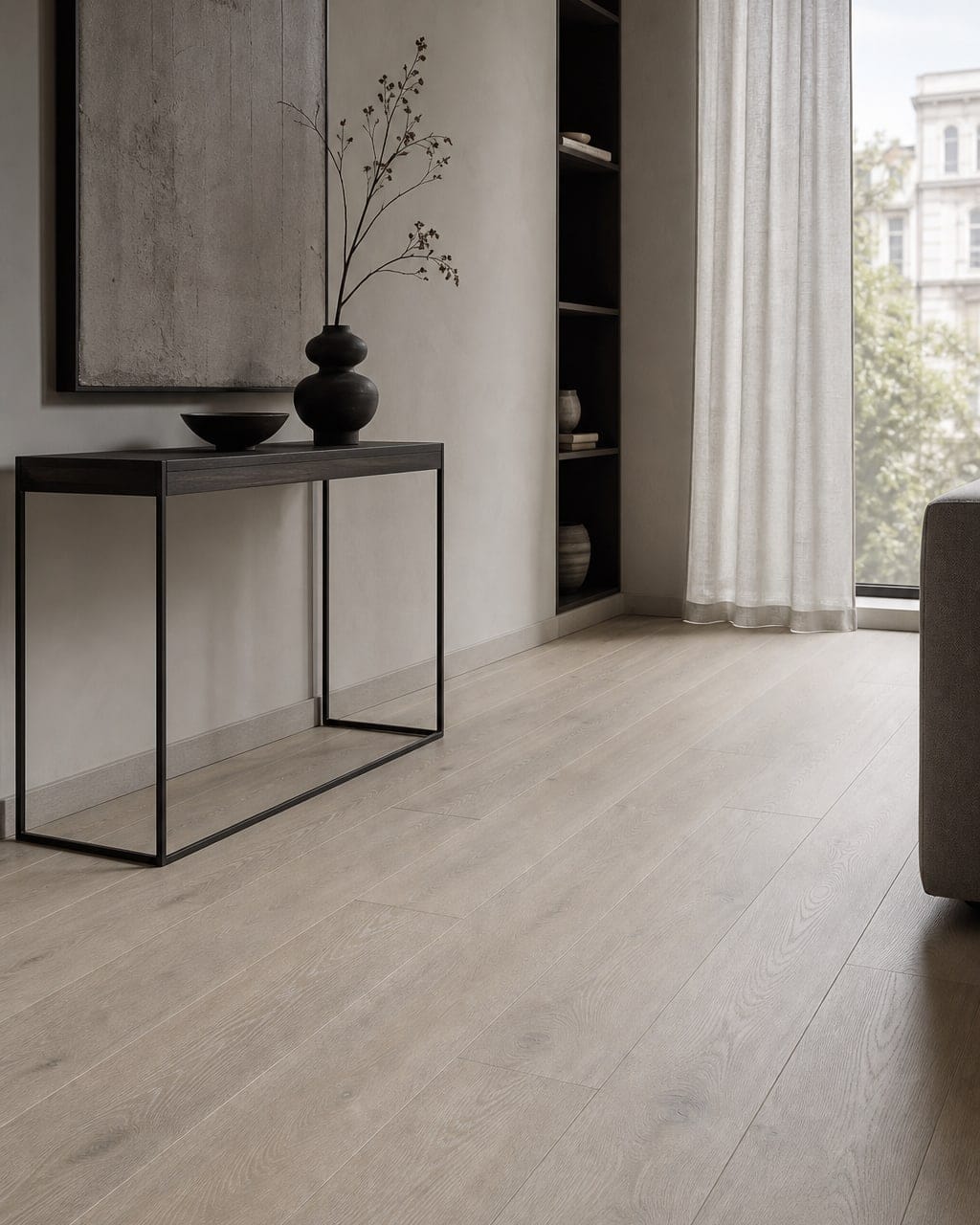 Stonegrove Hybrid 6.5mm SPC flooring in a light contemporary living space
